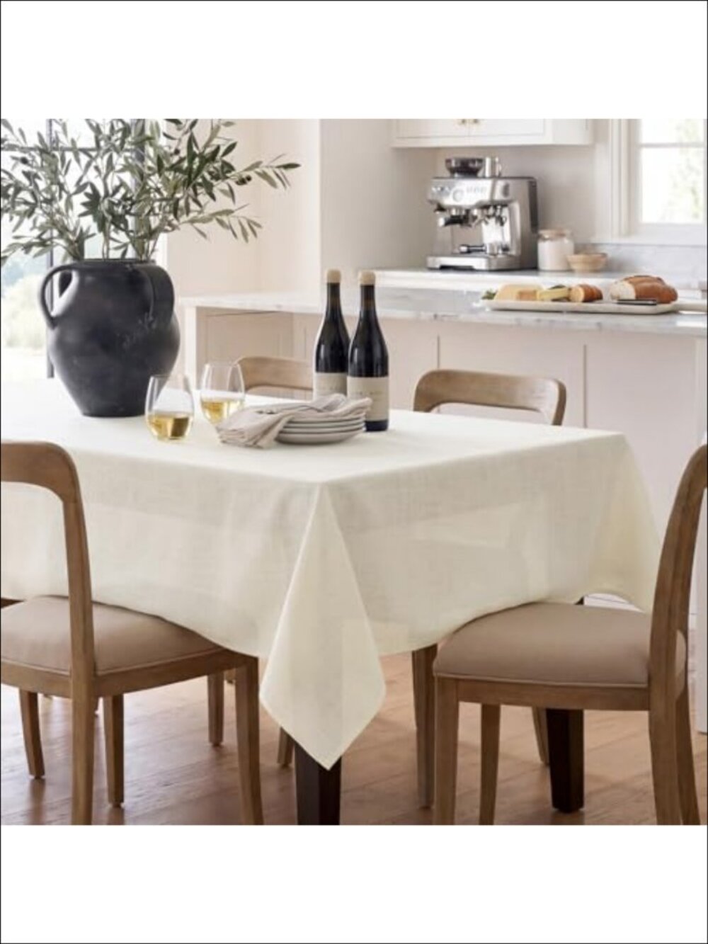 Linen-Textured Rectangle Tablecloth 60x84 Heavyweight Polyester Farmhouse Dining